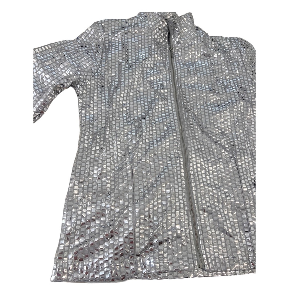 Shiny Shiny Silver Zip Up Jacket View 4